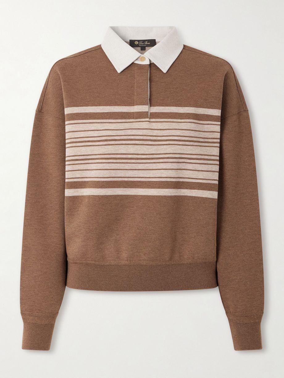 Striped wool and cashmere-blend polo shirt by LORO PIANA