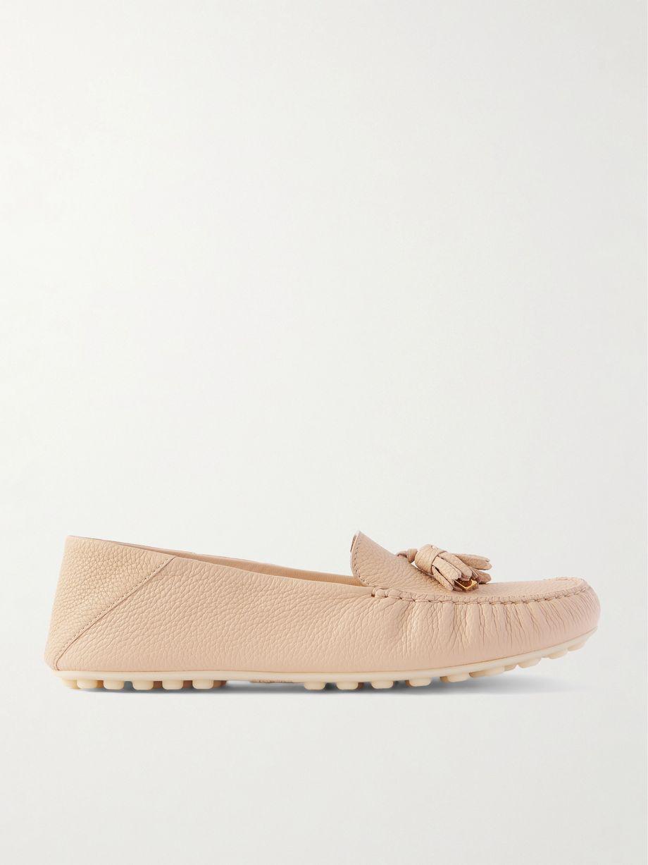 Tasseled textured-leather collapsible-heel loafers by LORO PIANA