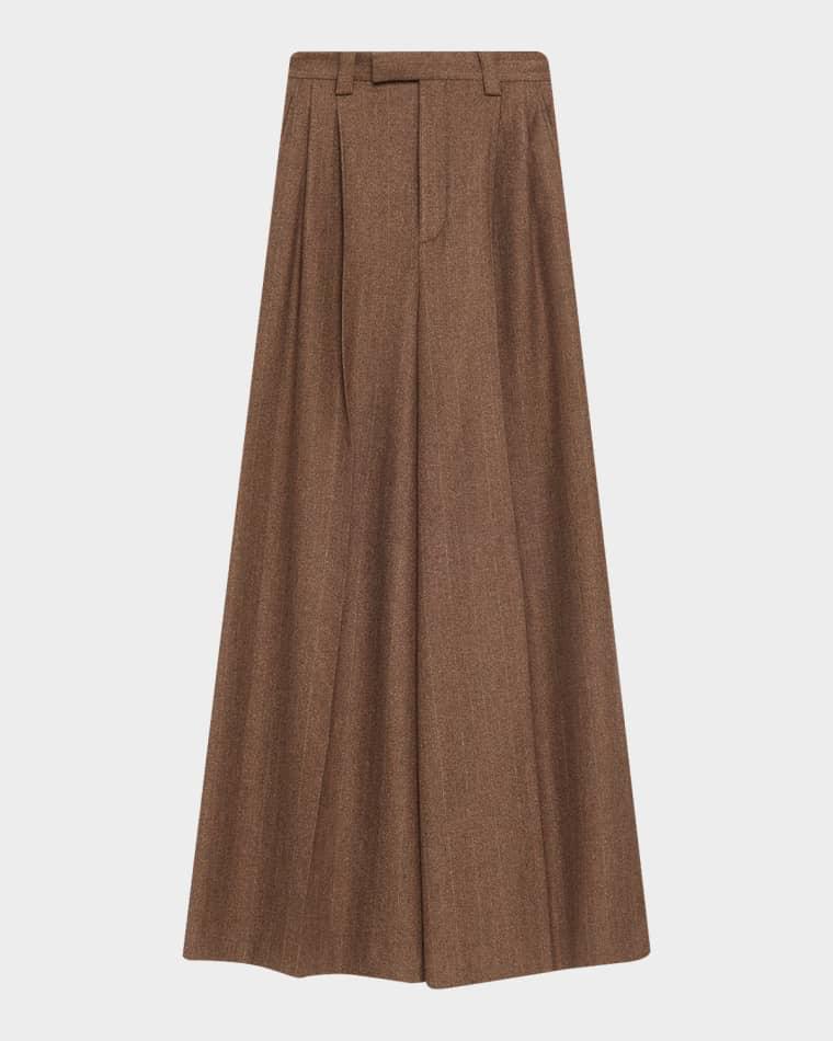 Timon Metallic Pinstriped Wide-Leg Wool-Cashmere Trousers by LORO PIANA