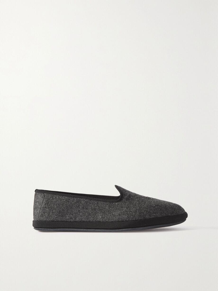 Venice embroidered cashmere-blend flannel slippers by LORO PIANA