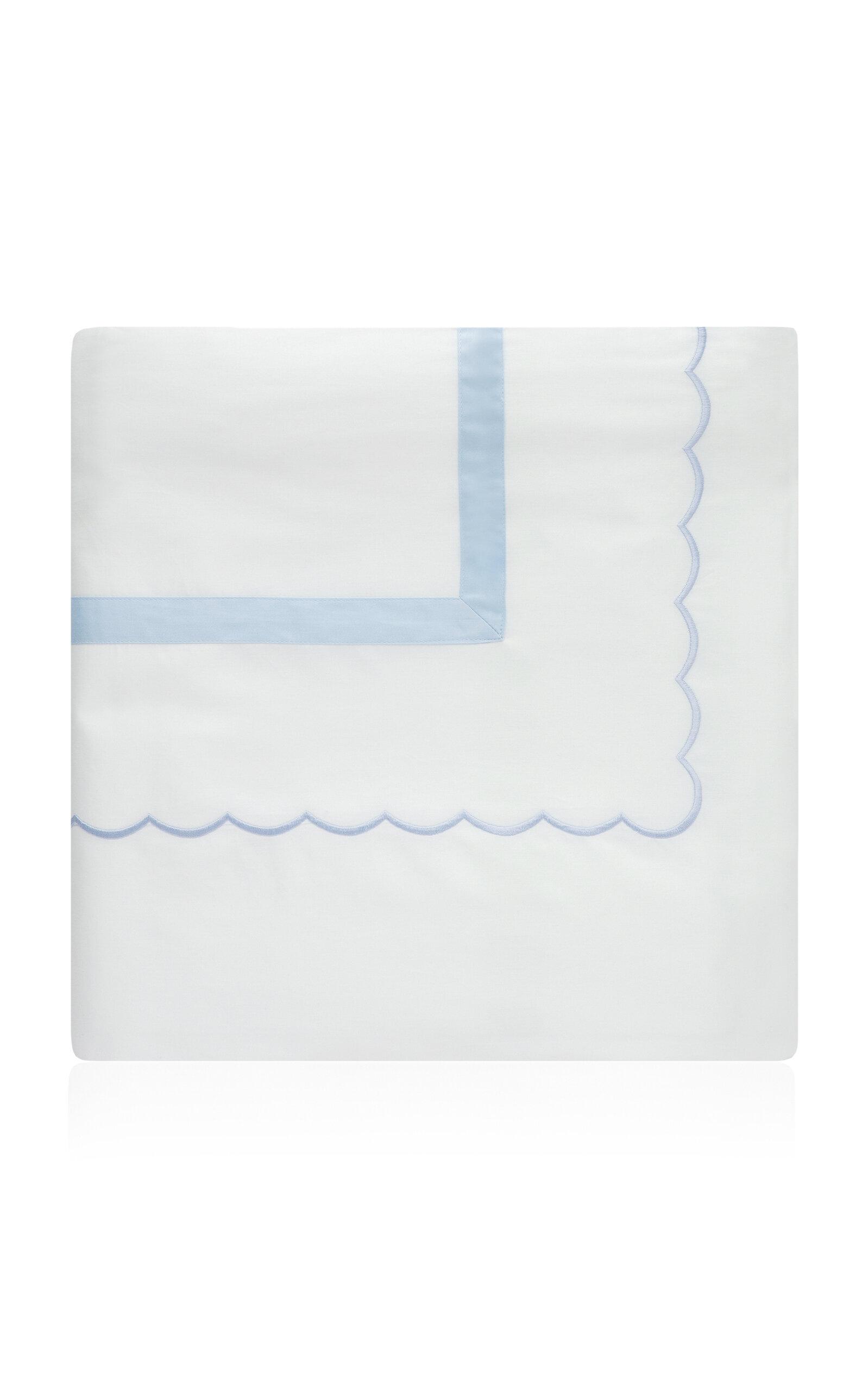 Los Encajeros - Exclusive Europa Satin King Duvet Cover - Blue - Moda Operandi by LOS ENCAJEROS