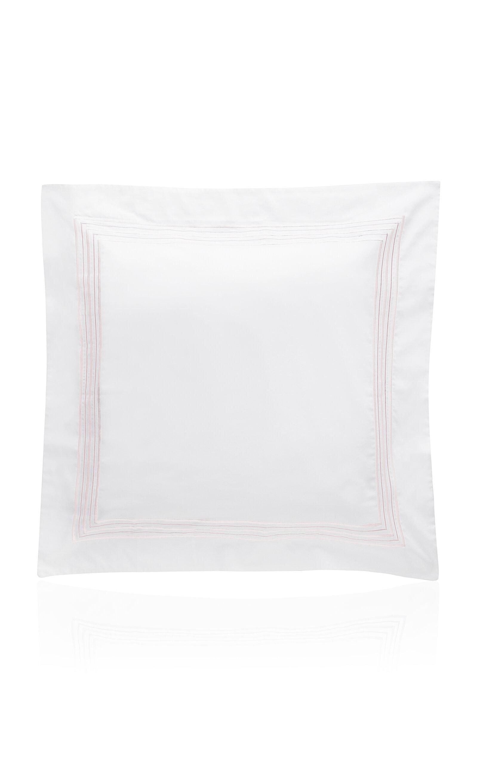 Los Encajeros - Exclusive Five Lineas Satin Euro Sham - Pink - Moda Operandi by LOS ENCAJEROS