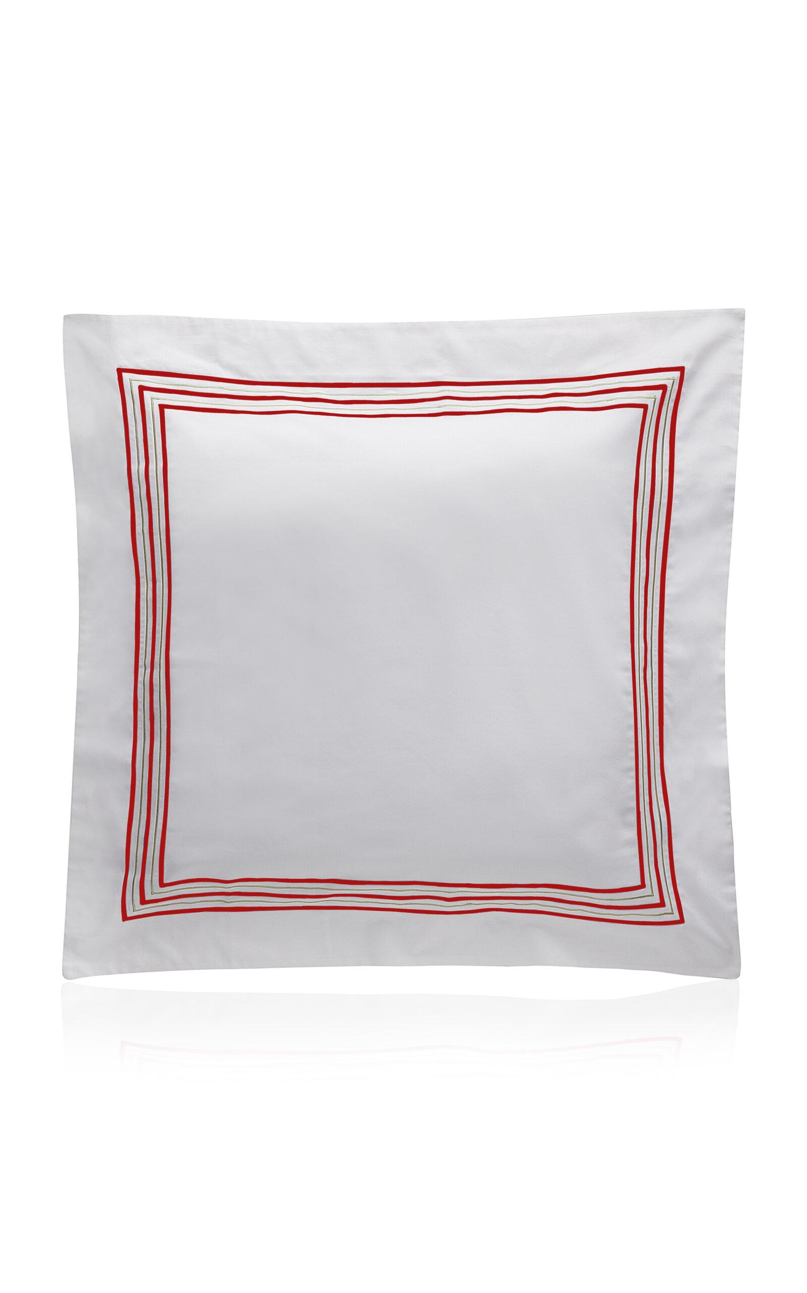 Los Encajeros - Exclusive Five Lineas Satin Euro Sham - Red - Moda Operandi by LOS ENCAJEROS