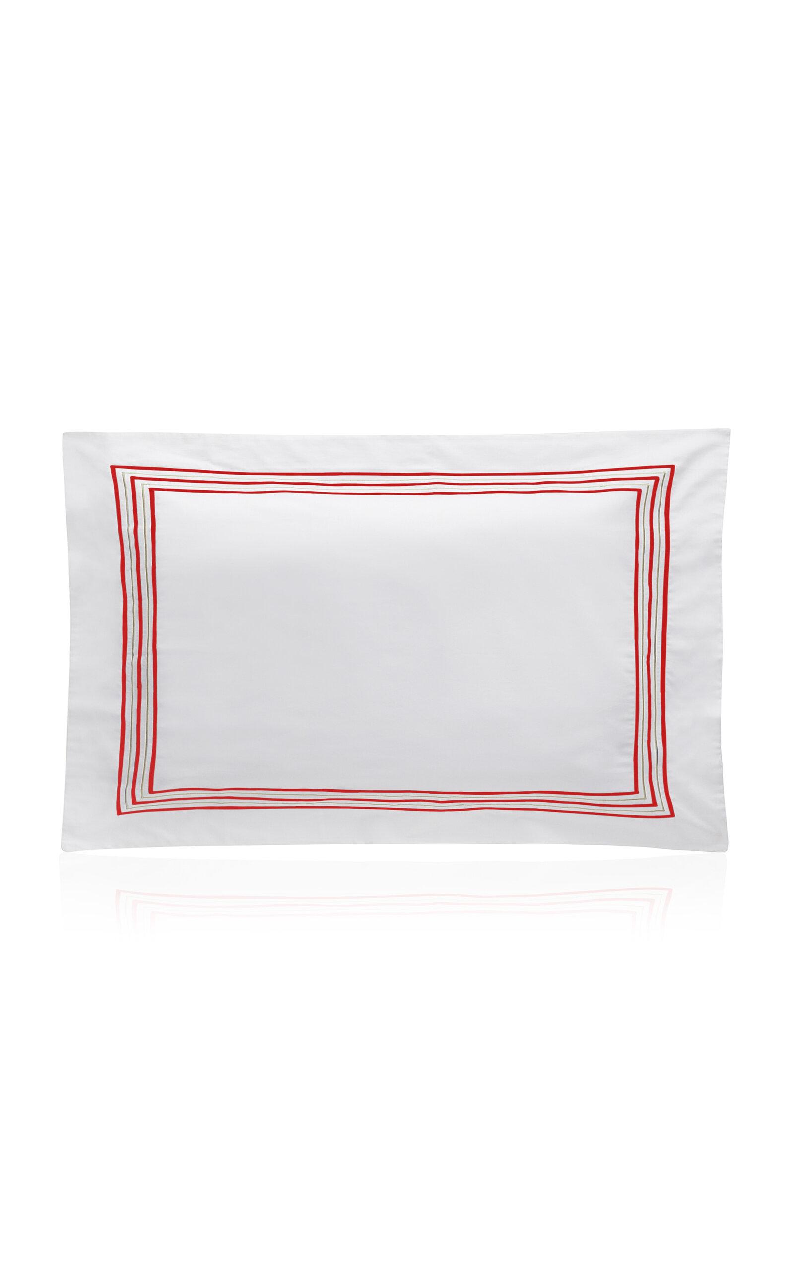 Los Encajeros - Exclusive Five Lineas Satin King Sham - Red - Moda Operandi by LOS ENCAJEROS