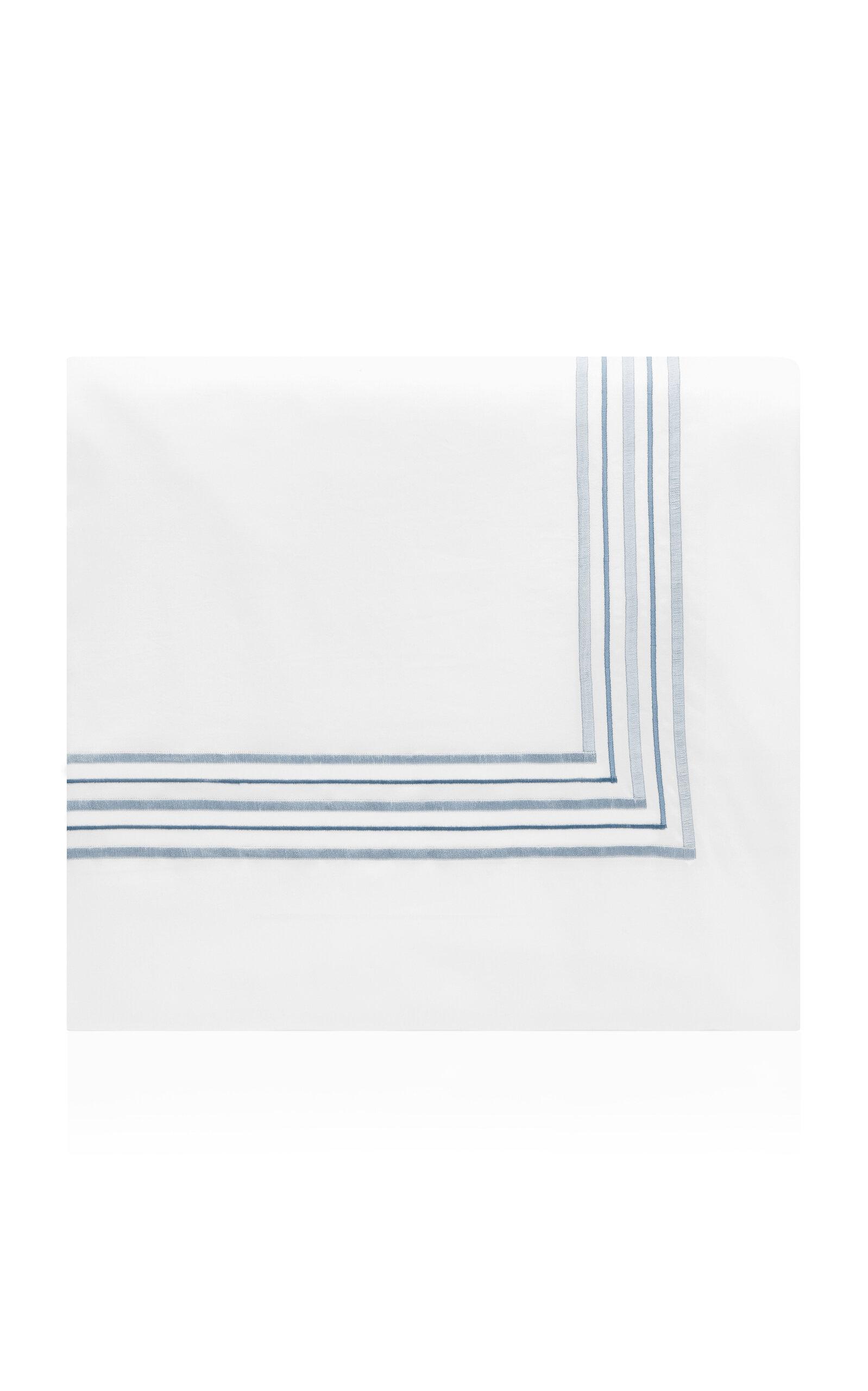 Los Encajeros - Exclusive Five Lineas Satin Queen Duvet Cover - Blue - Moda Operandi by LOS ENCAJEROS