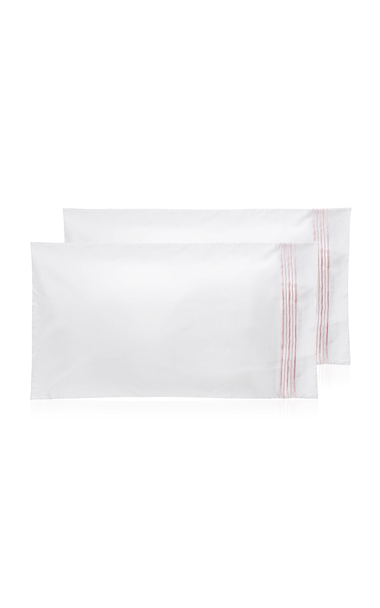 Los Encajeros - Exclusive Five Lineas Satin Set-of-Two Standard Pillowcases - Pink - Moda Operandi by LOS ENCAJEROS