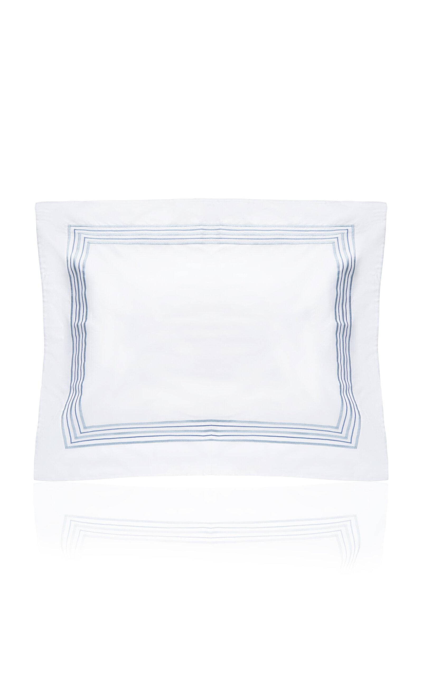 Los Encajeros - Exclusive Five Lineas Satin Standard Sham - Blue - Moda Operandi by LOS ENCAJEROS