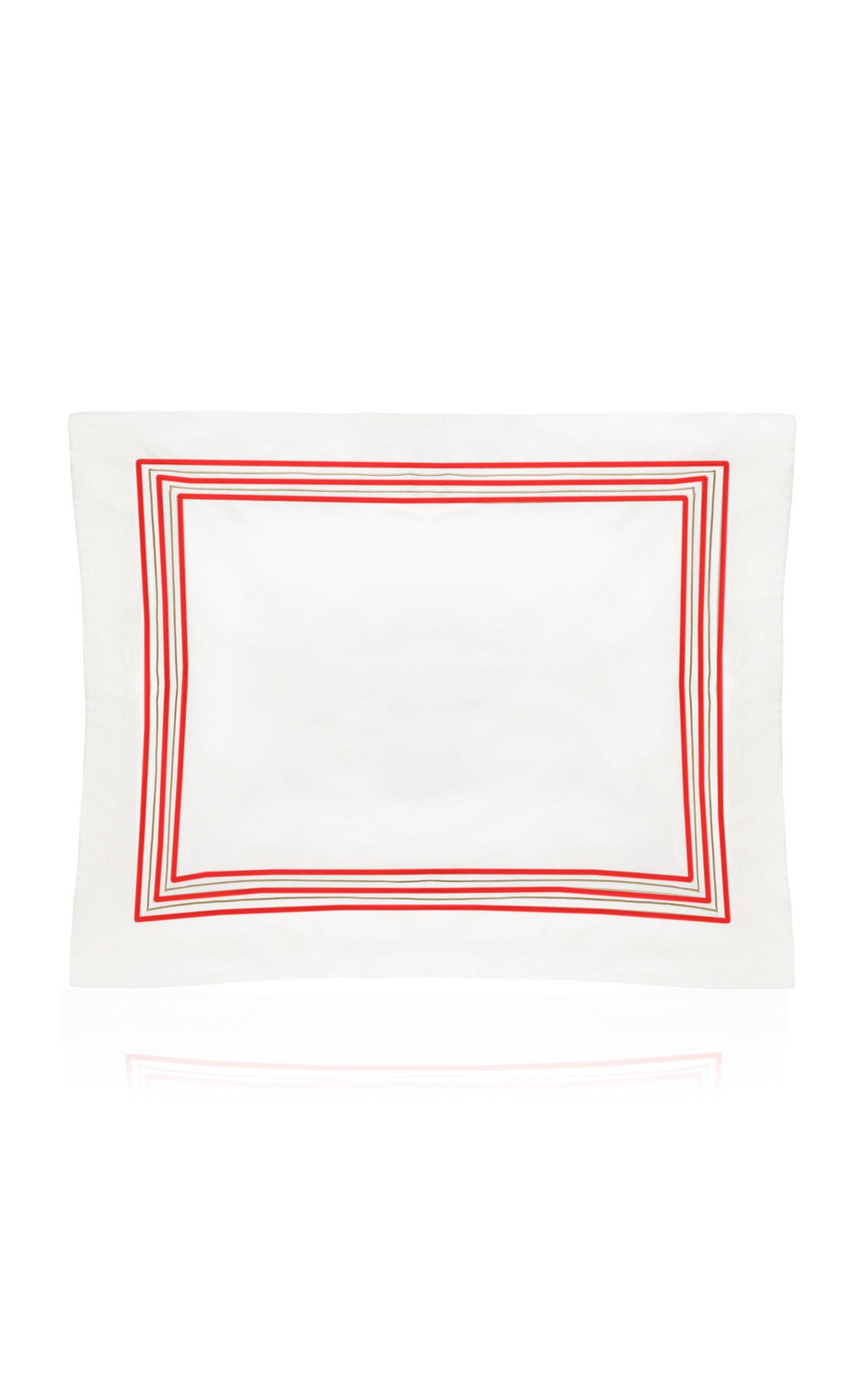 Los Encajeros - Exclusive Five Lineas Satin Standard Sham - Red - Moda Operandi by LOS ENCAJEROS