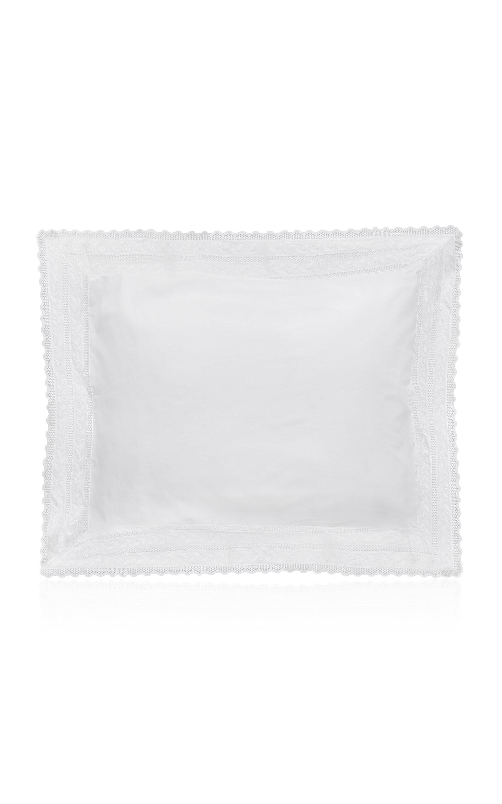 Los Encajeros - Exclusive Hojas Percale King Sham - White - Moda Operandi by LOS ENCAJEROS