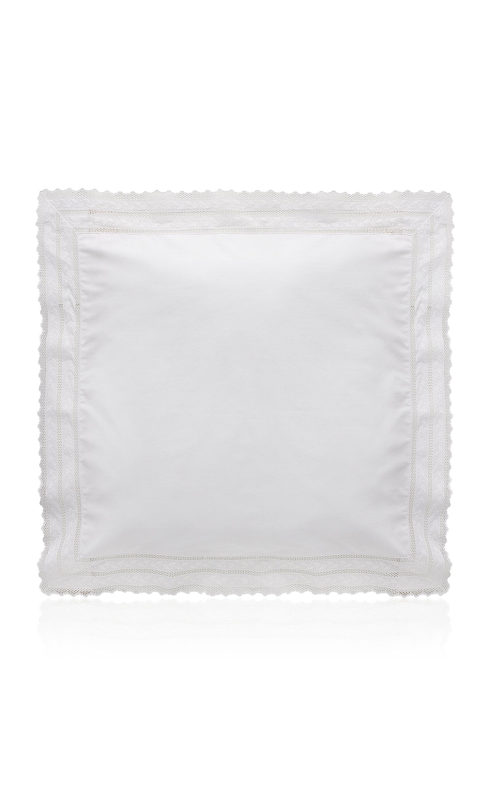 Los Encajeros - Exclusive Hojas Percale Percale Euro Sham - White - Moda Operandi by LOS ENCAJEROS