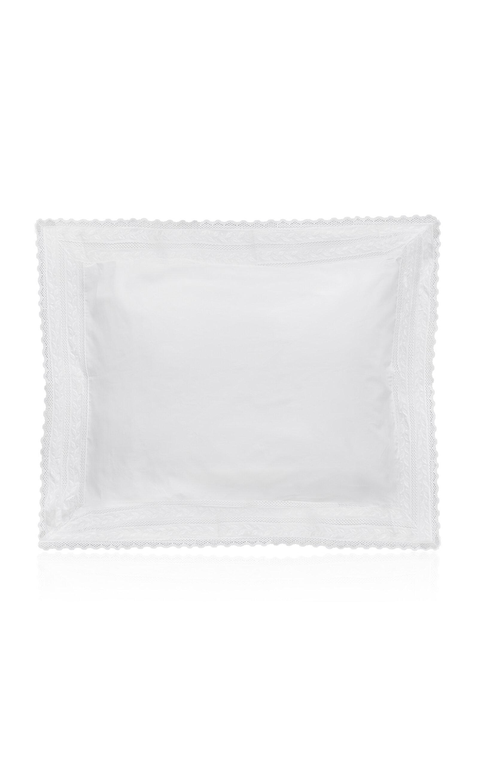 Los Encajeros - Exclusive Hojas Percale Standard Sham - White - Moda Operandi by LOS ENCAJEROS