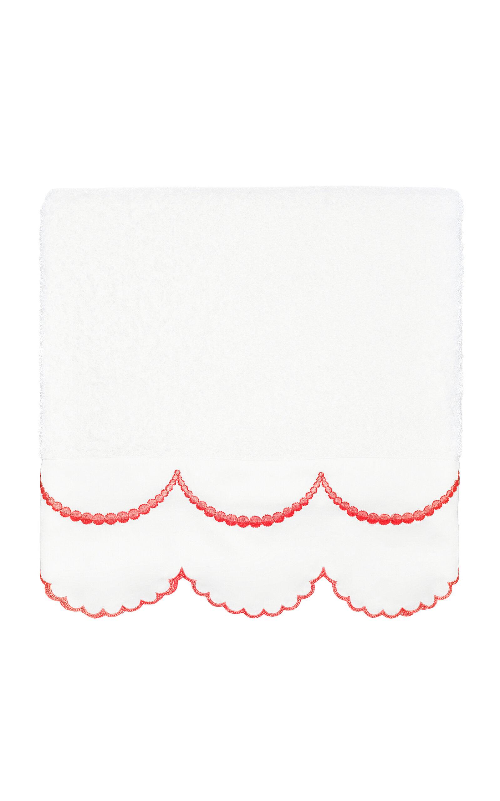 Los Encajeros - Exclusive Perlas Cotton Bath Towel - Red - Moda Operandi by LOS ENCAJEROS