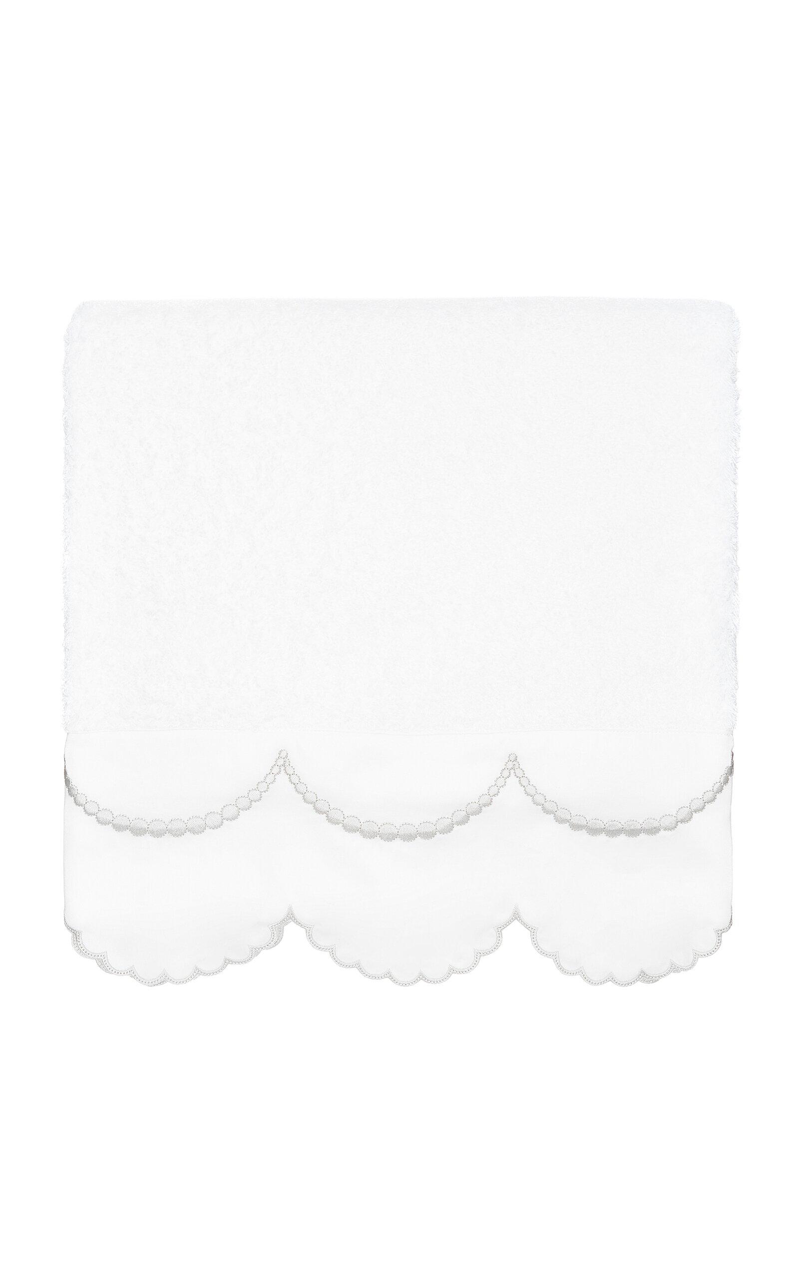 Los Encajeros - Exclusive Perlas Cotton Bath Towel - White - Moda Operandi by LOS ENCAJEROS