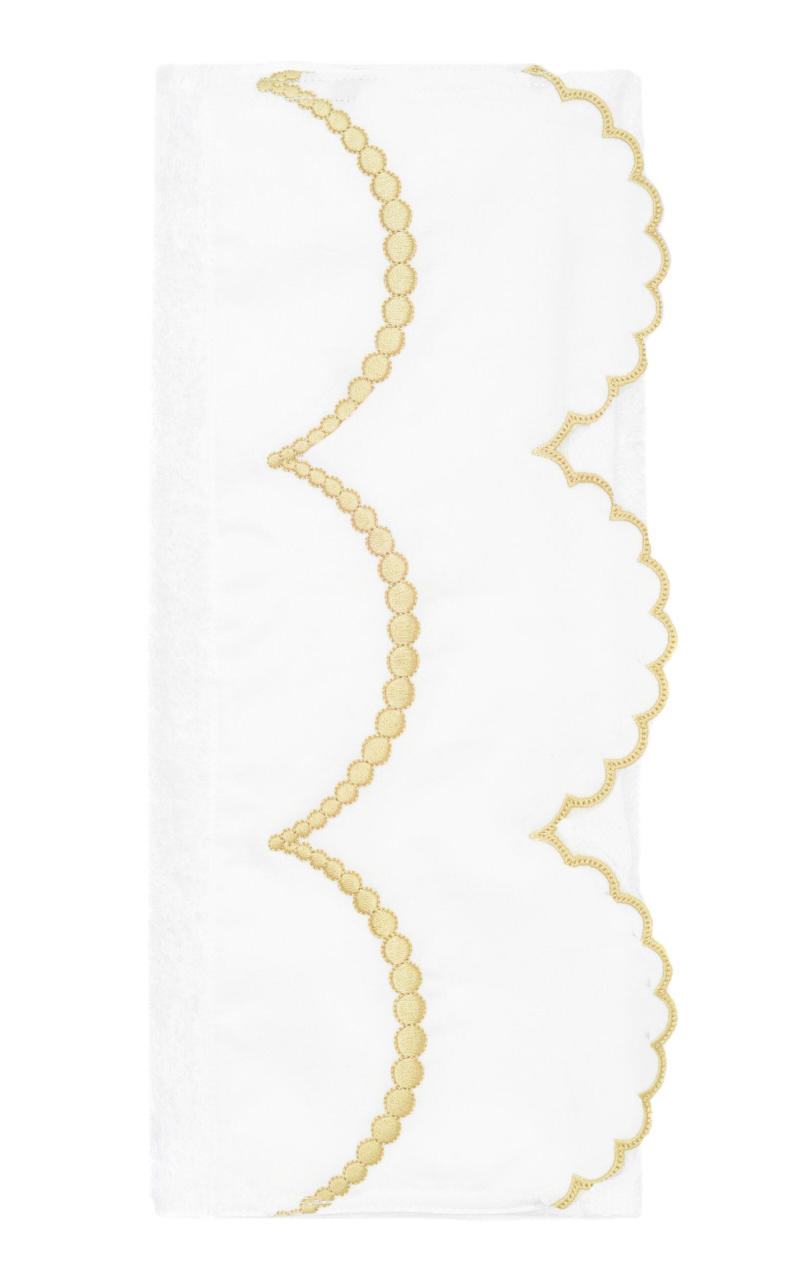 Los Encajeros - Exclusive Perlas Cotton Guest Towel - Gold - Moda Operandi by LOS ENCAJEROS