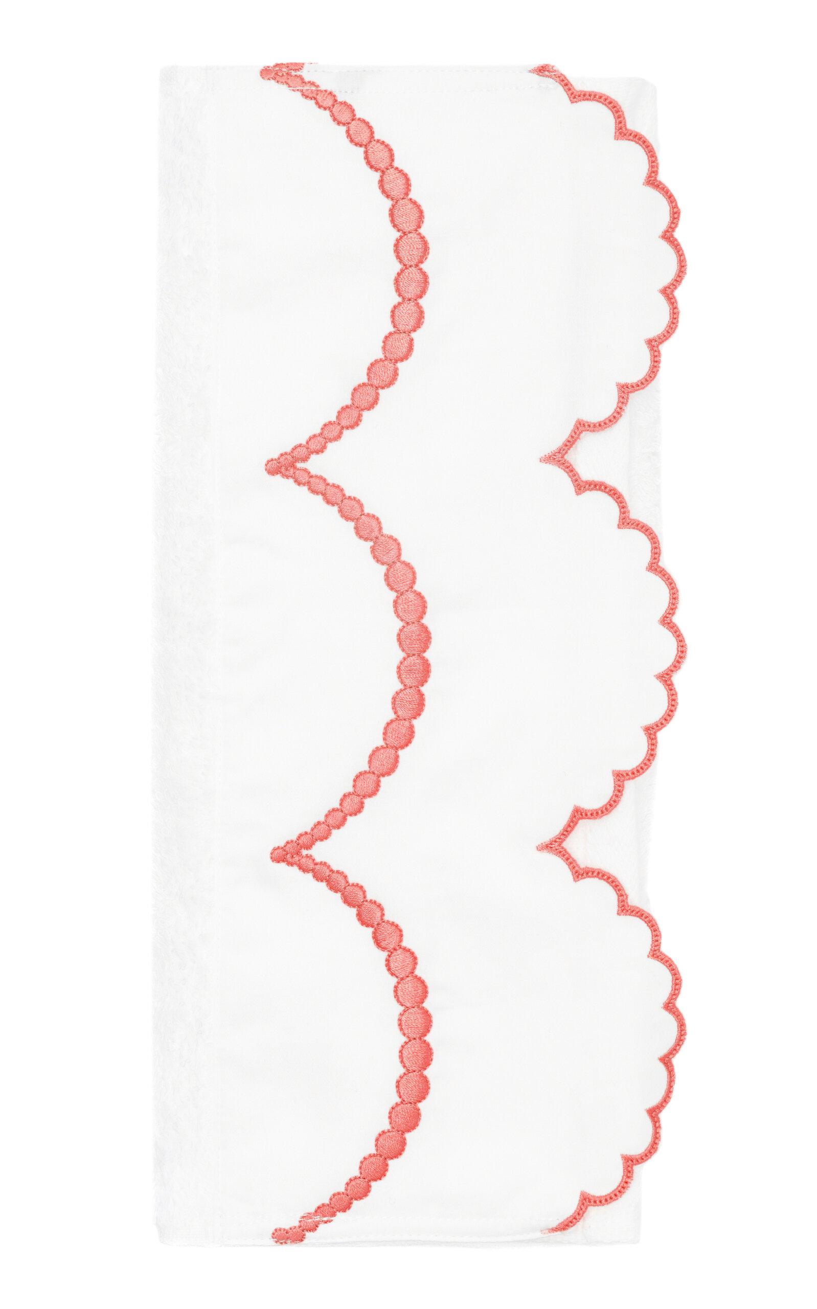 Los Encajeros - Exclusive Perlas Cotton Guest Towel - Red - Moda Operandi by LOS ENCAJEROS