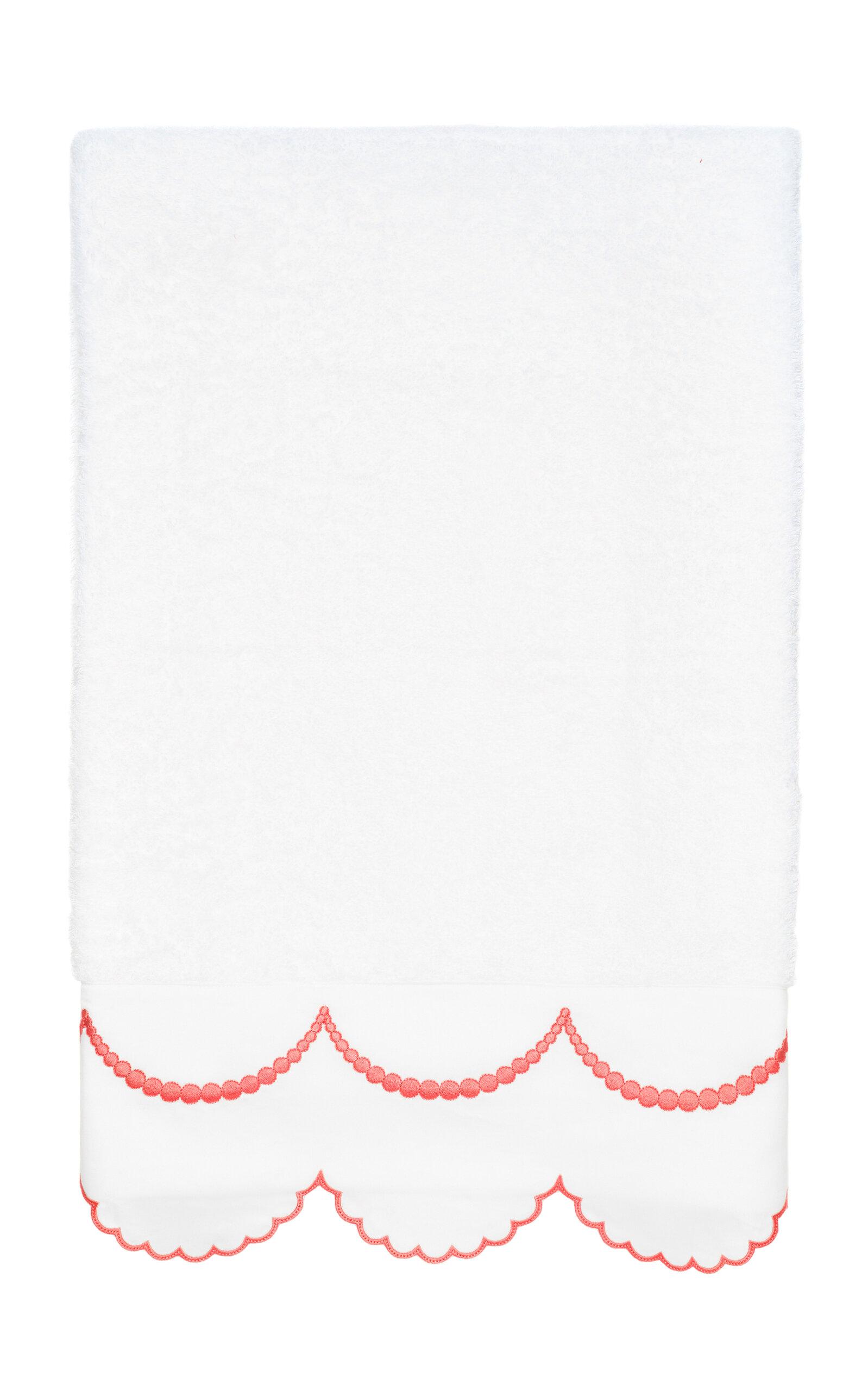 Los Encajeros - Exclusive Perlas Cotton Hand Towel - Red - Moda Operandi by LOS ENCAJEROS