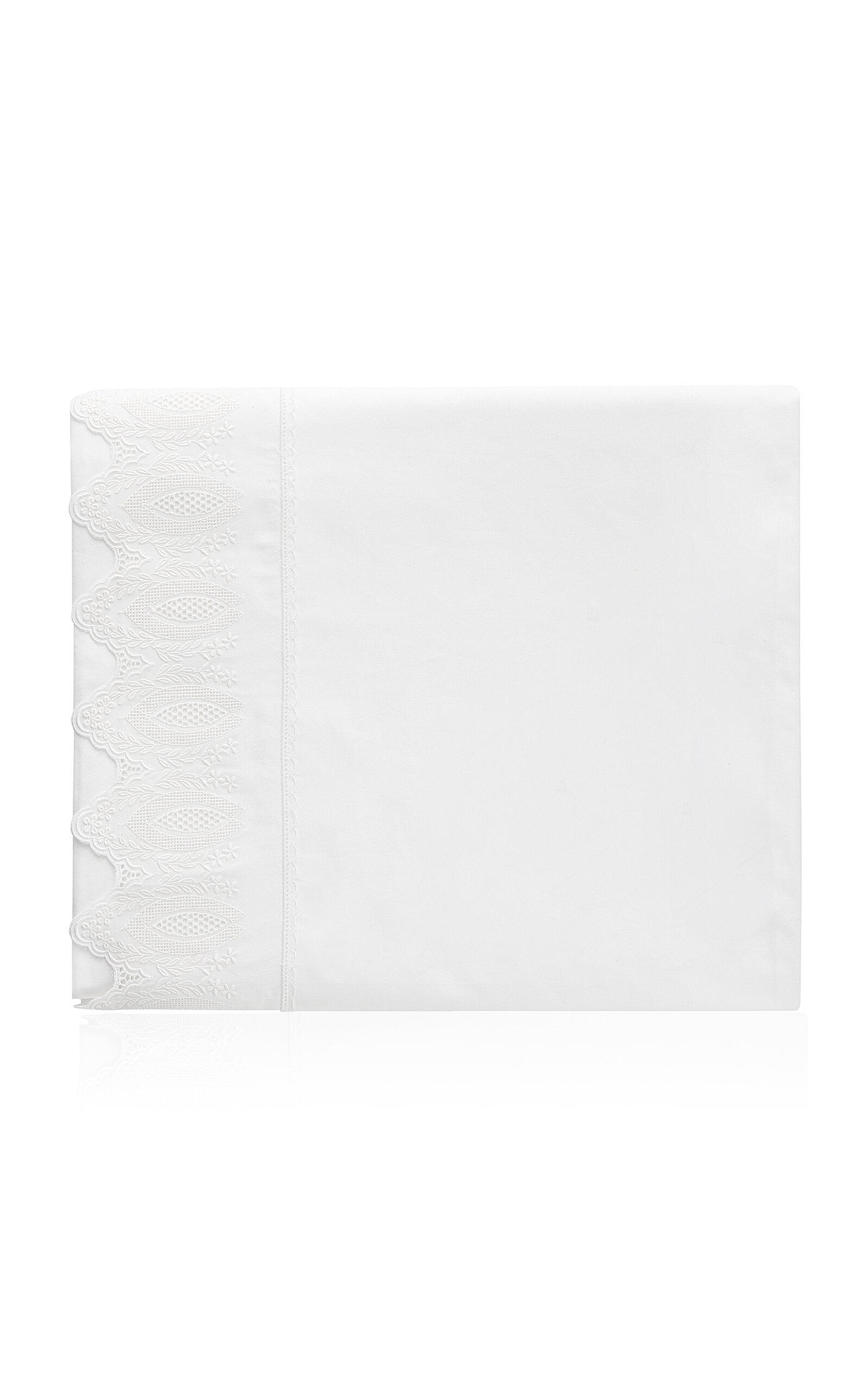 Los Encajeros - Mimi Percale Queen Top Sheet - White - Moda Operandi by LOS ENCAJEROS