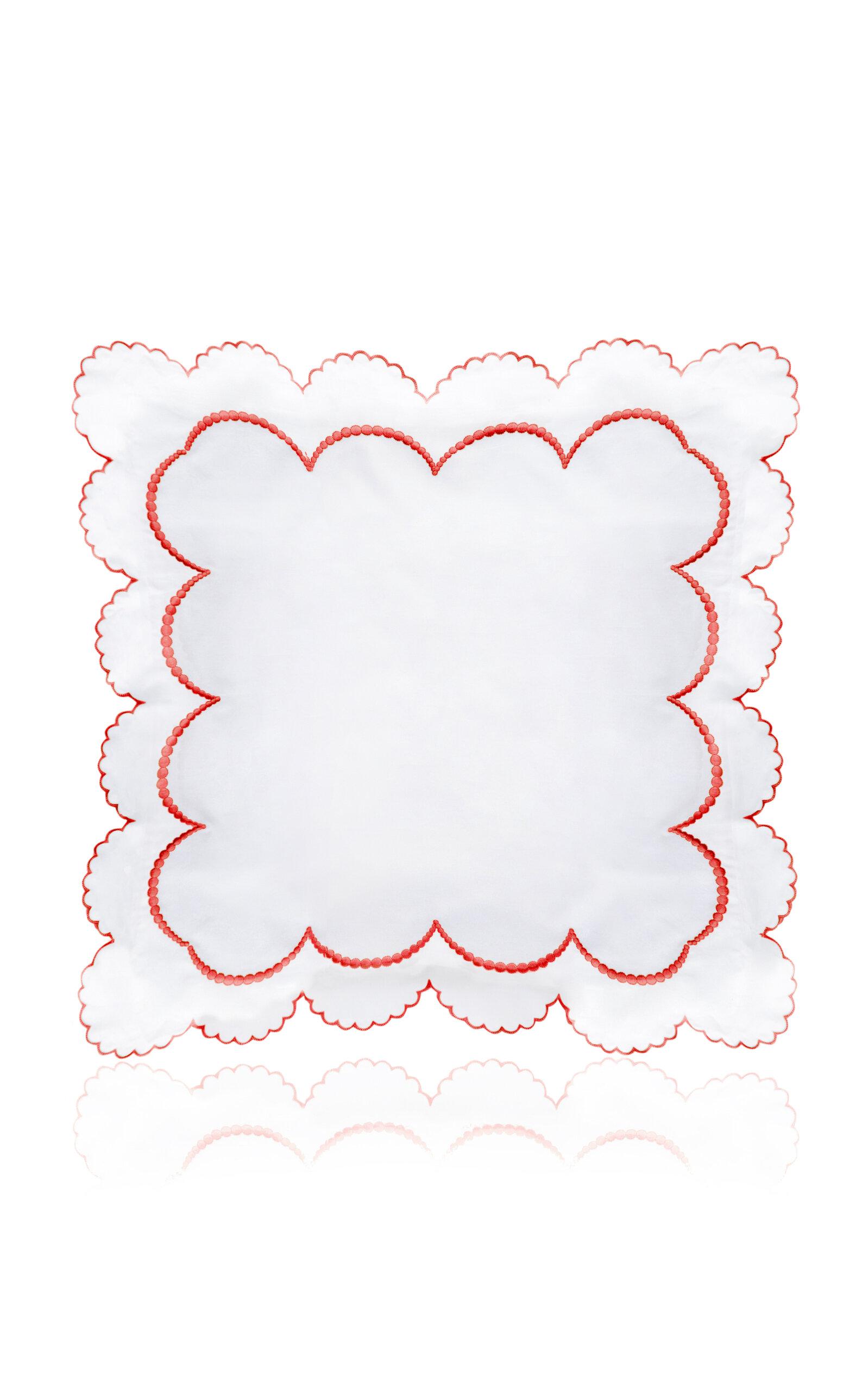 Los Encajeros - Perlas Satin Euro Sham - Red - Moda Operandi by LOS ENCAJEROS