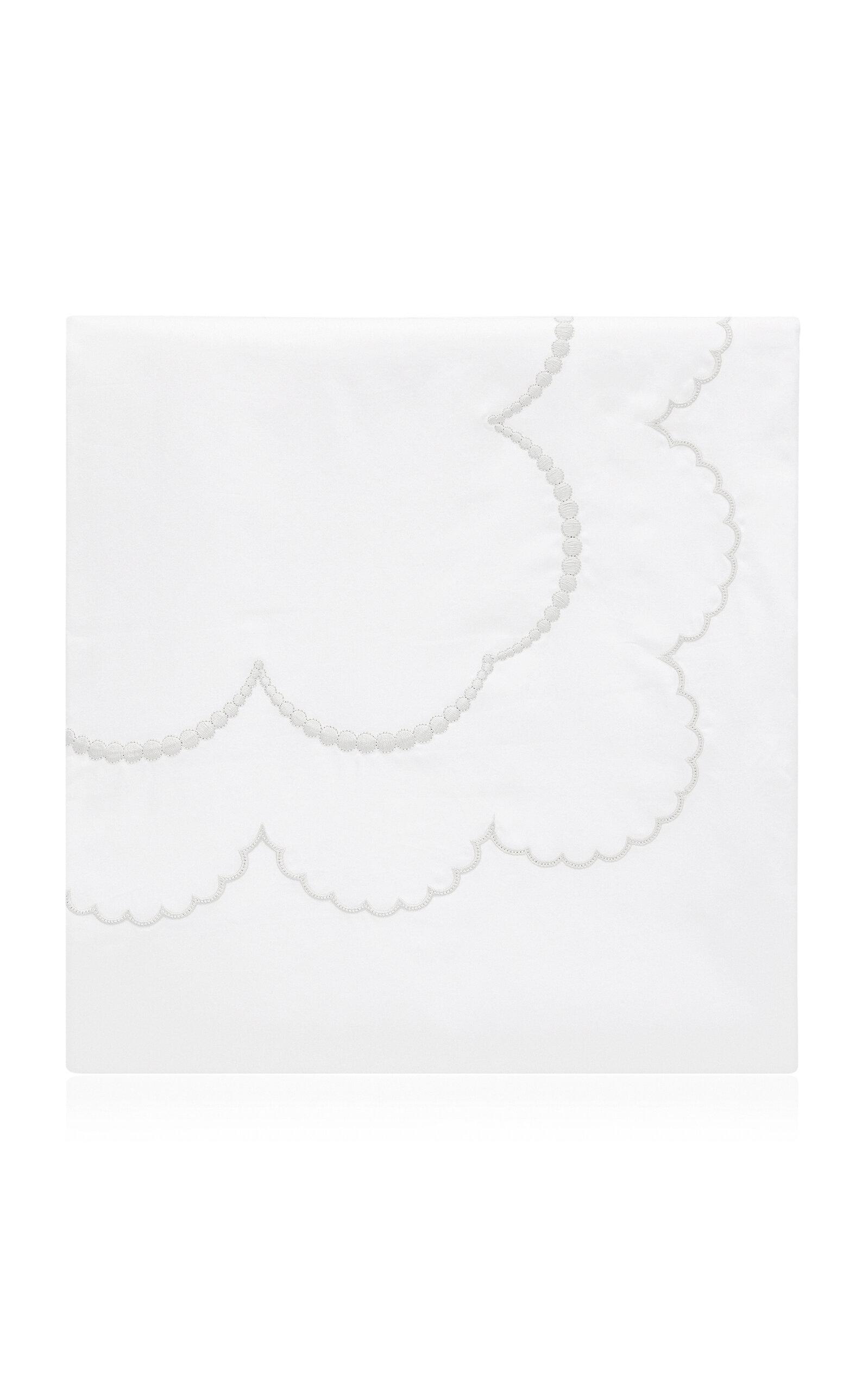 Los Encajeros - Perlas Satin King Duvet Cover - White - Moda Operandi by LOS ENCAJEROS