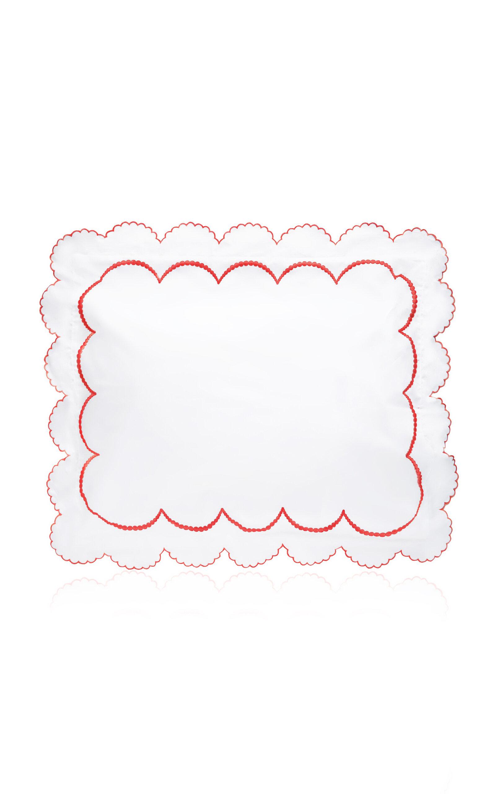 Los Encajeros - Perlas Satin King Sham - Red - Moda Operandi by LOS ENCAJEROS