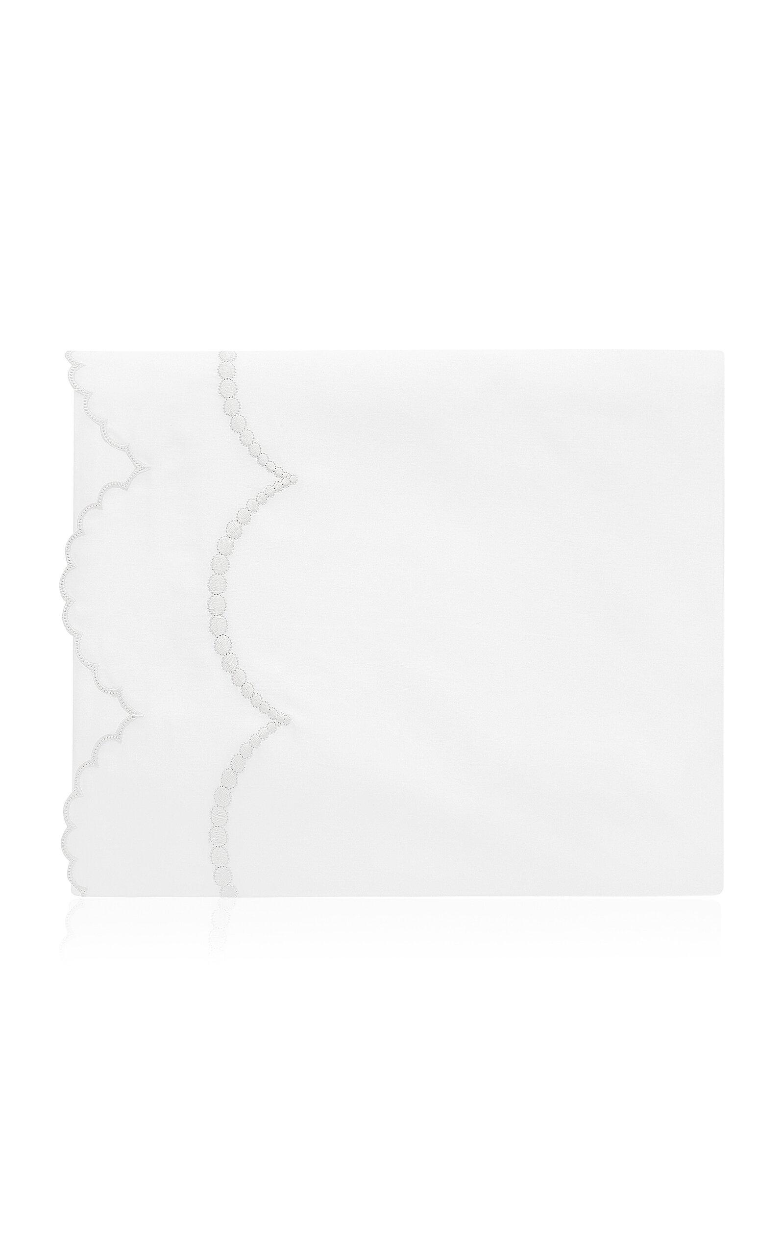Los Encajeros - Perlas Satin King Top Sheet - White - Moda Operandi by LOS ENCAJEROS