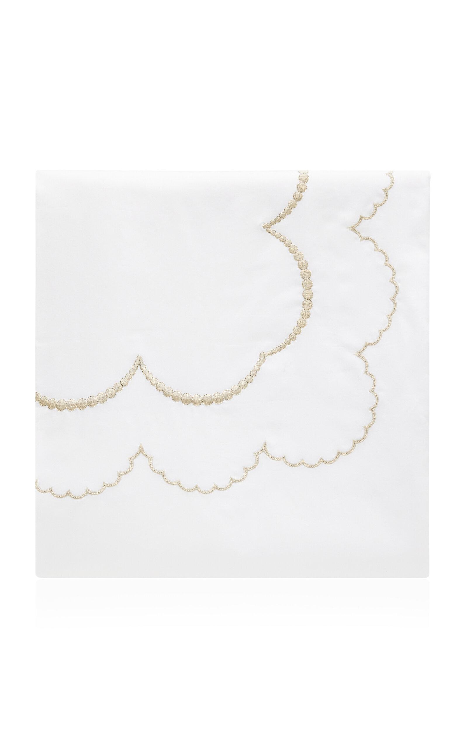 Los Encajeros - Perlas Satin Queen Duvet Cover - Neutral - Moda Operandi by LOS ENCAJEROS