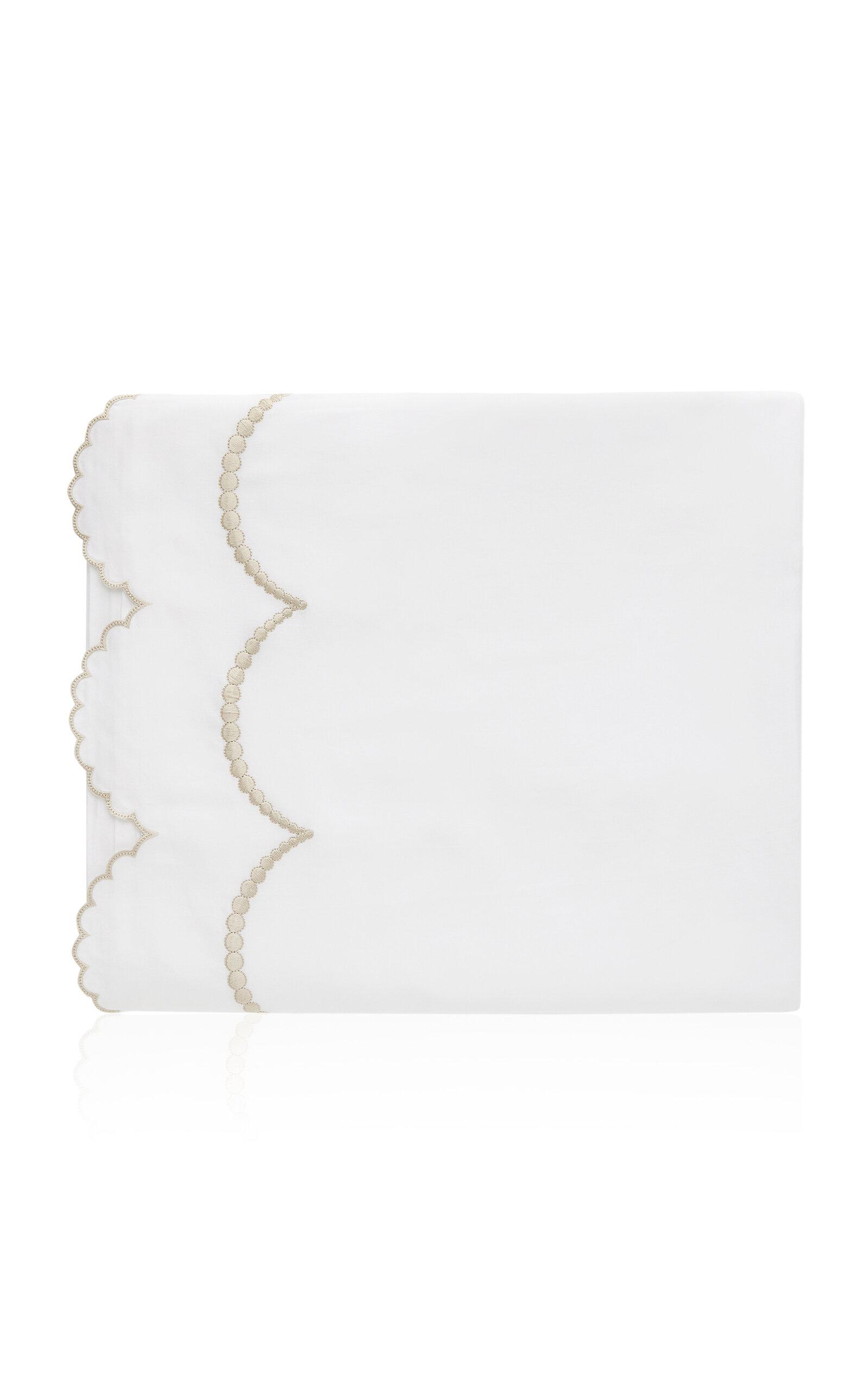 Los Encajeros - Perlas Satin Queen Top Sheet - Neutral - Moda Operandi by LOS ENCAJEROS