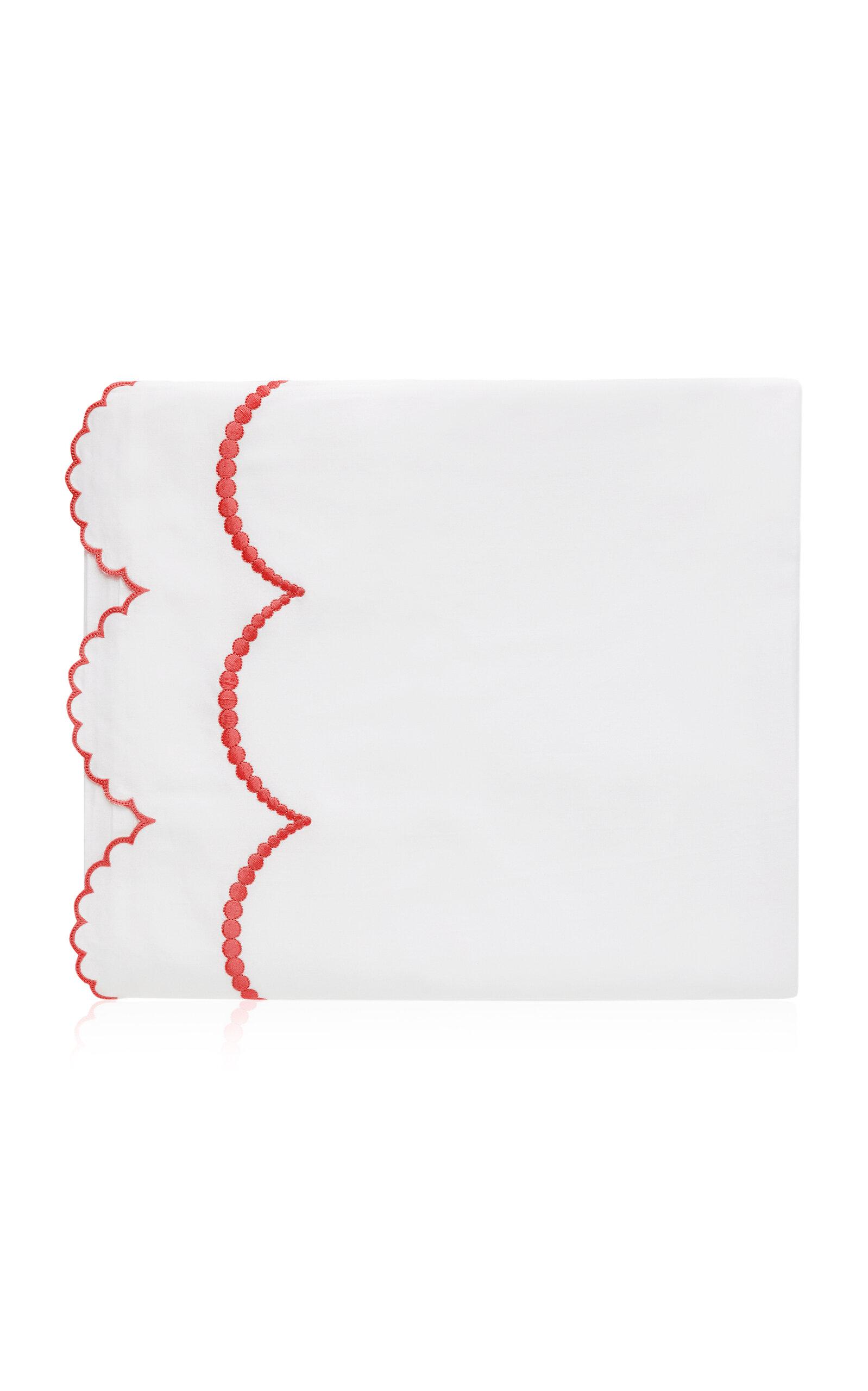 Los Encajeros - Perlas Satin Queen Top Sheet - Red - Moda Operandi by LOS ENCAJEROS