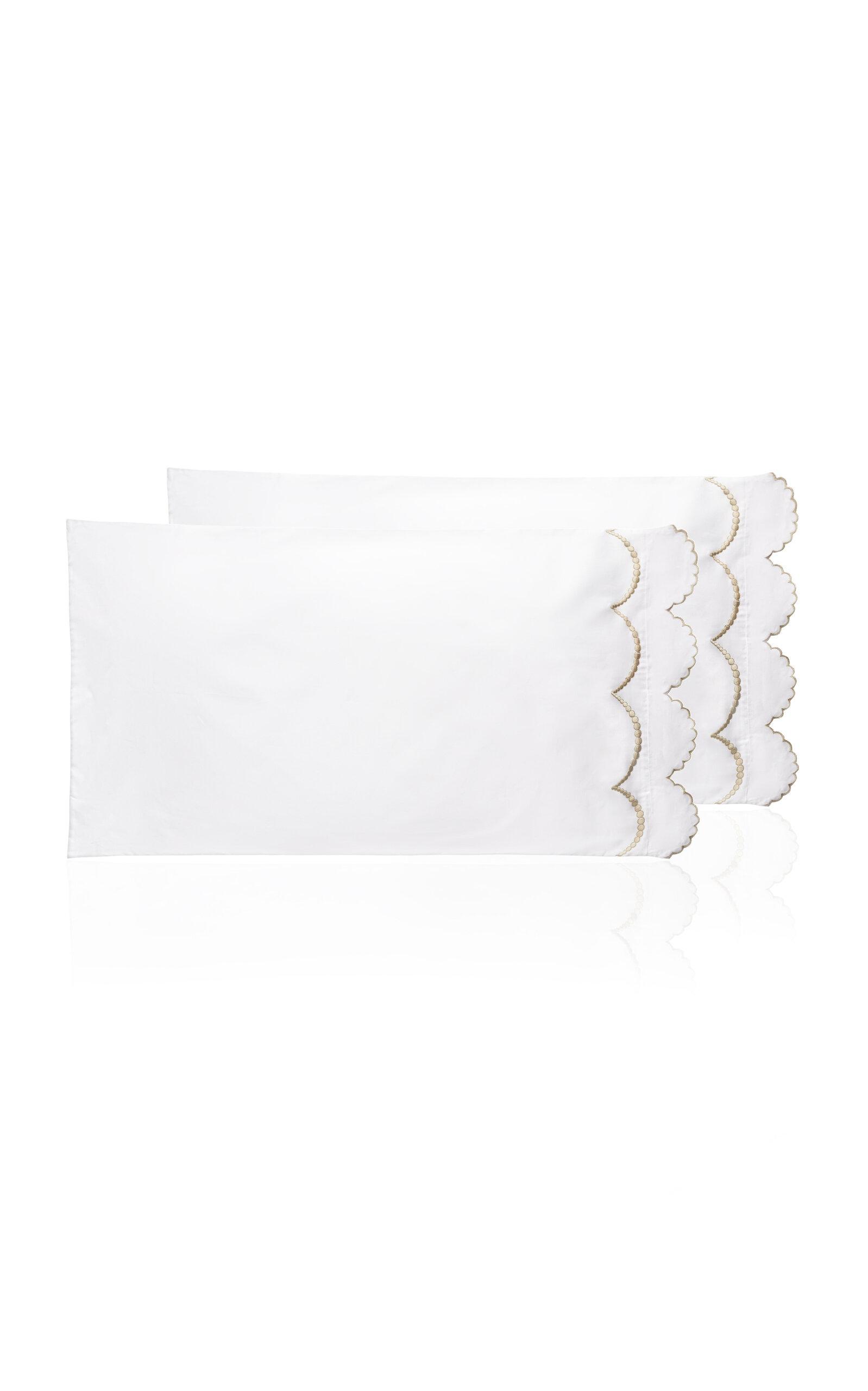 Los Encajeros - Perlas Satin Set-of-Two King Pillowcases - Neutral - Moda Operandi by LOS ENCAJEROS