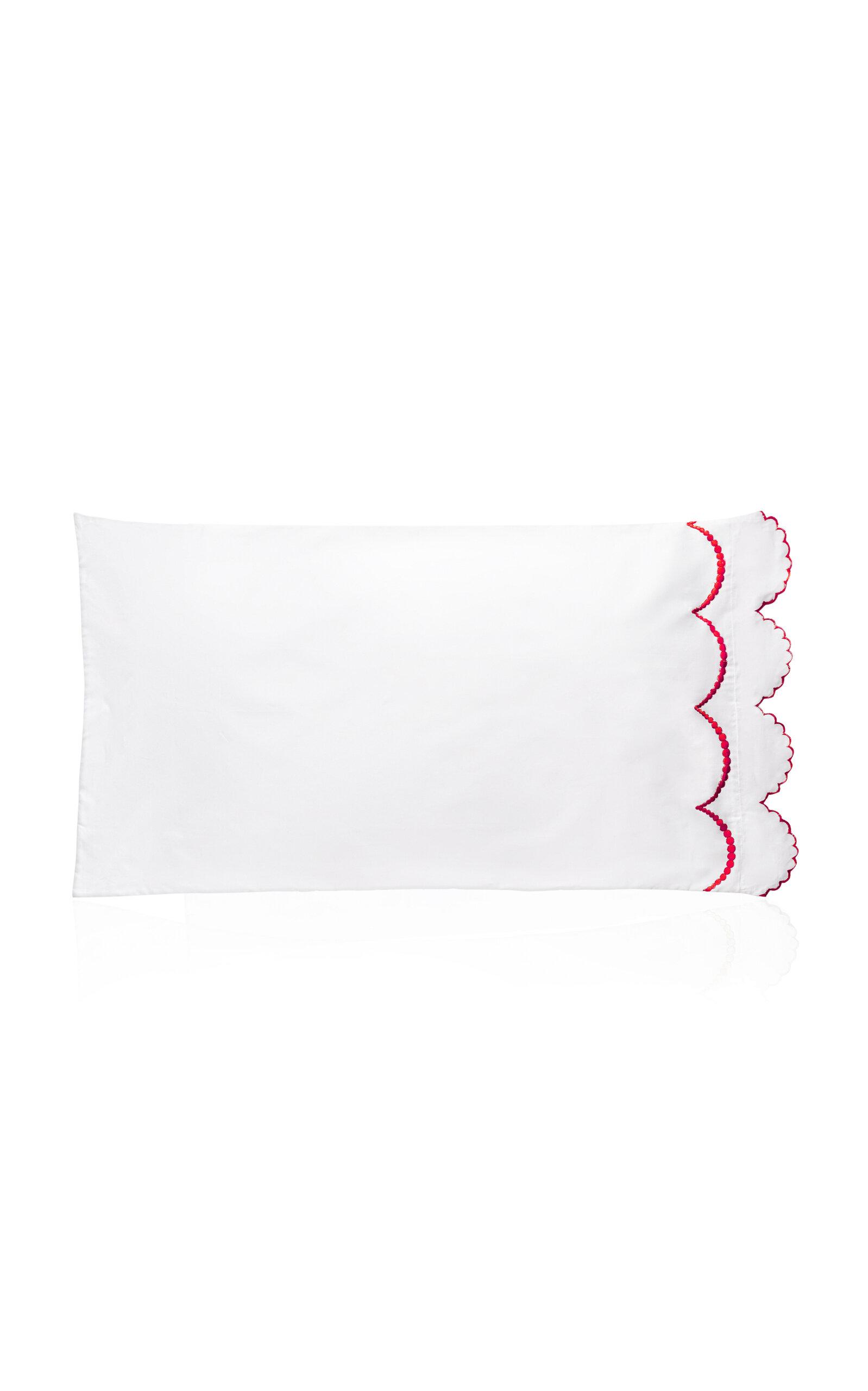 Los Encajeros - Perlas Satin Set-of-Two Standard Pillowcases - Red - Moda Operandi by LOS ENCAJEROS