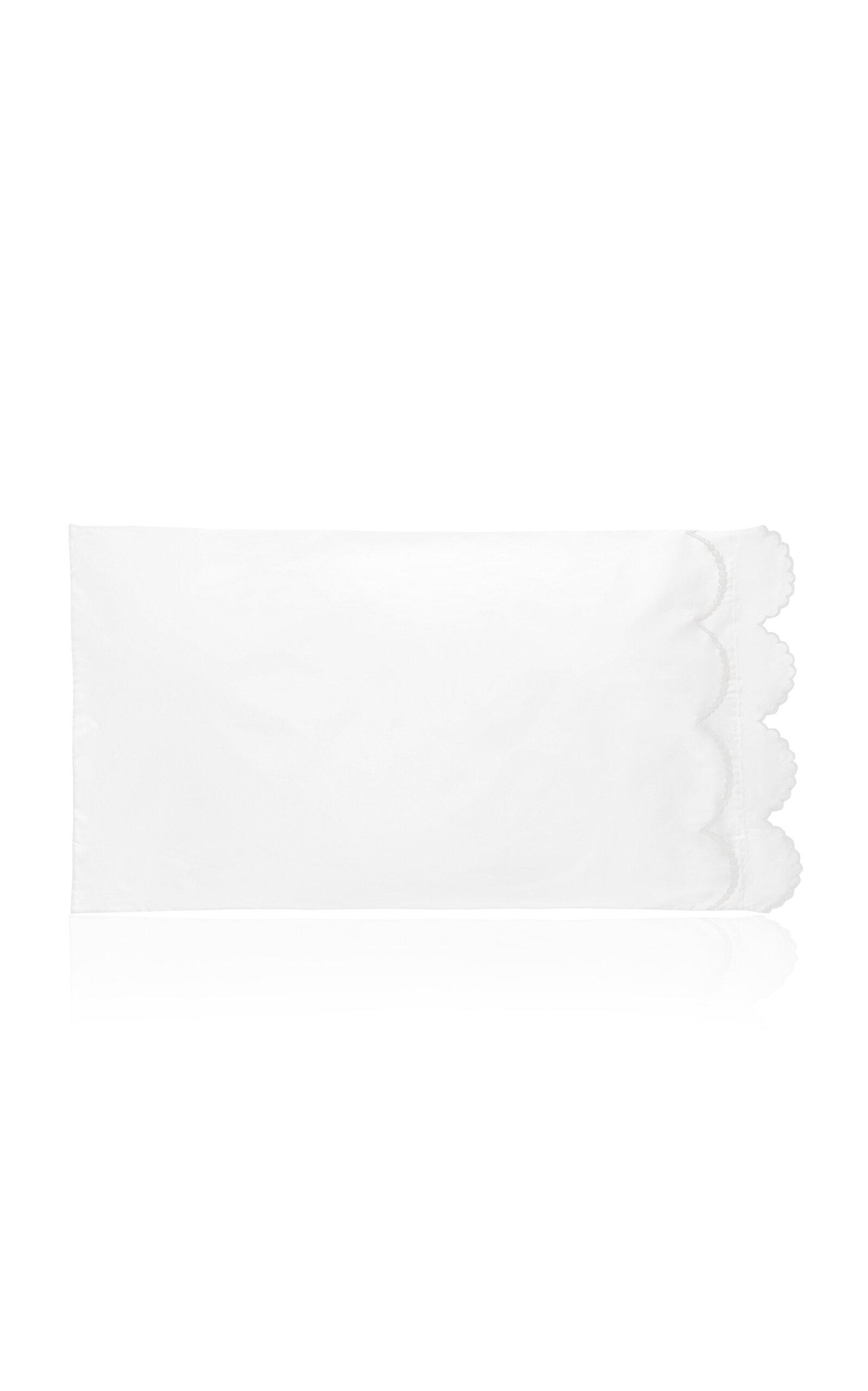 Los Encajeros - Perlas Satin Set-of-Two Standard Pillowcases - White - Moda Operandi by LOS ENCAJEROS