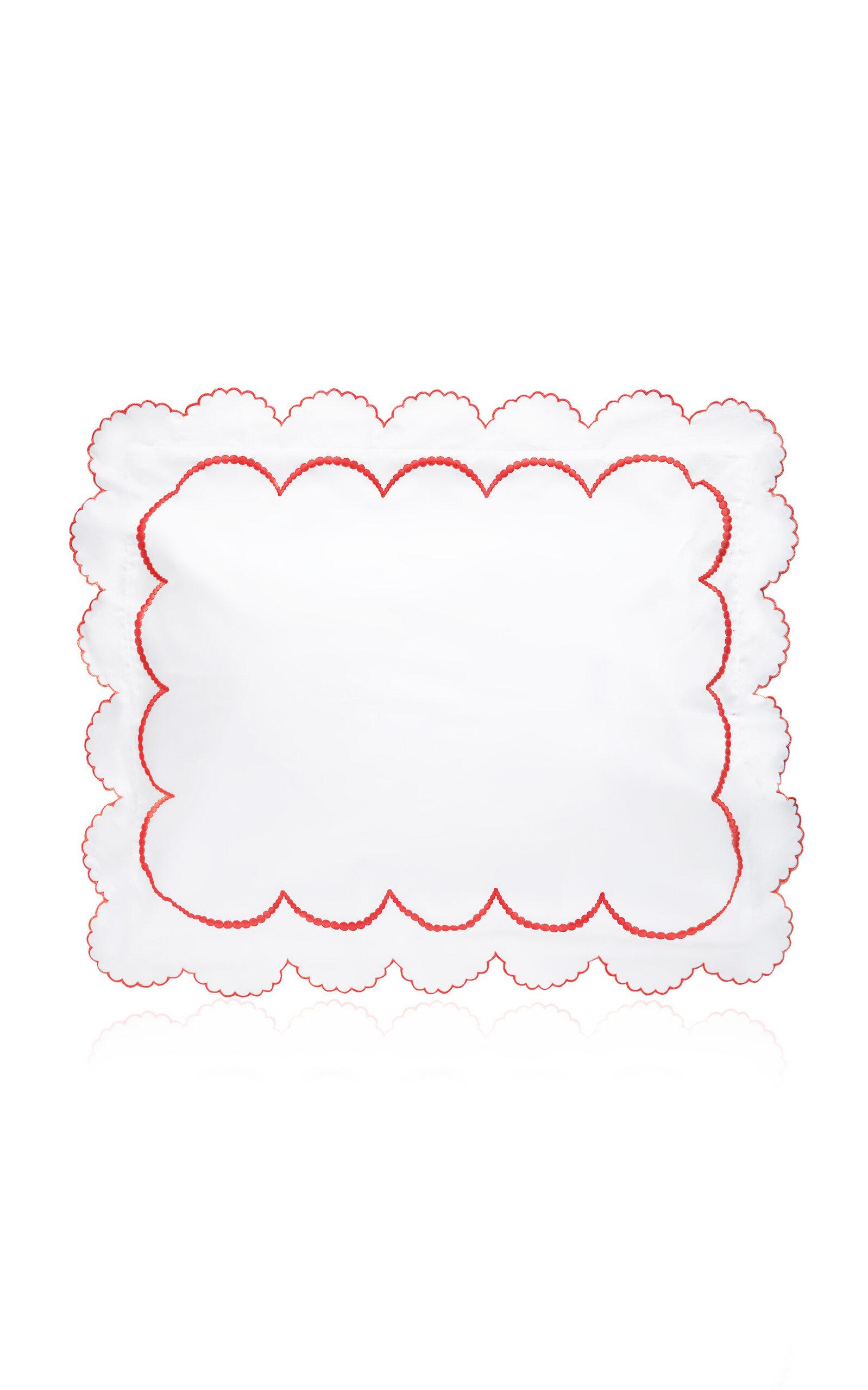 Los Encajeros - Perlas Satin Standard Sham - Red - Moda Operandi by LOS ENCAJEROS