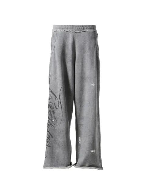distressed-script track pants by LOSTSHDWS