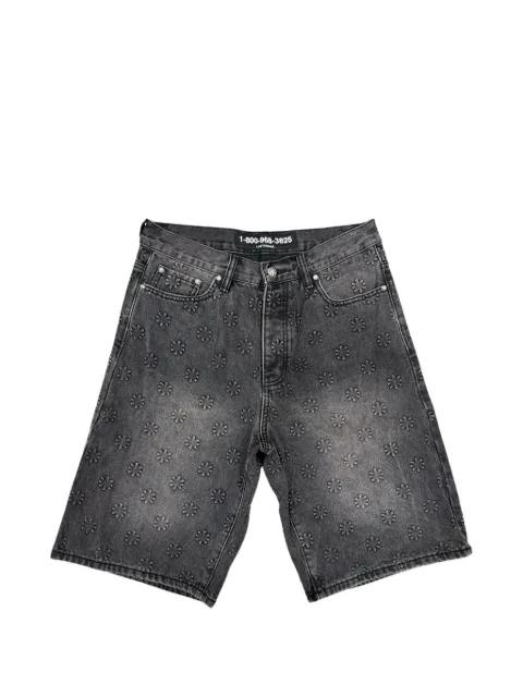 embellished denim shorts by LOSTSHDWS
