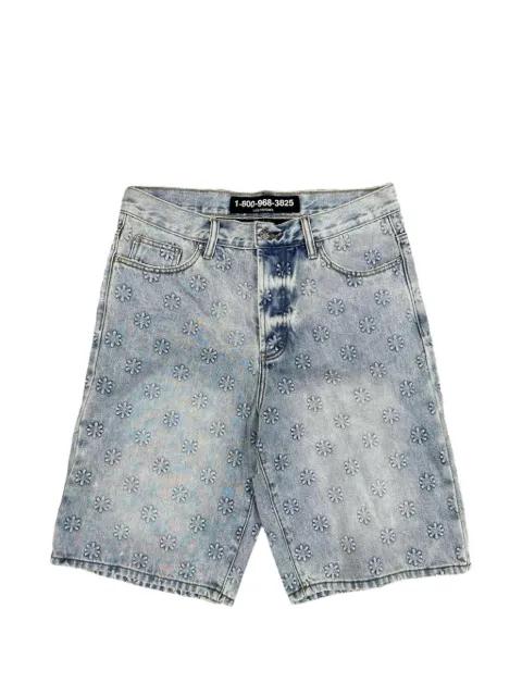 embossed denim shorts by LOSTSHDWS