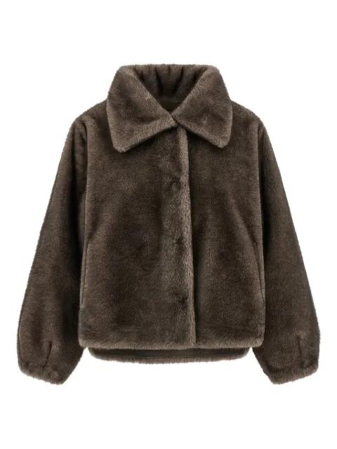 asymmetrical-hem faux-fur jacket by LOU ANDREA