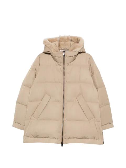hoodied zip-fastening coat by LOU ANDREA