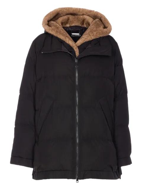 hoodied zip-front parka coat by LOU ANDREA