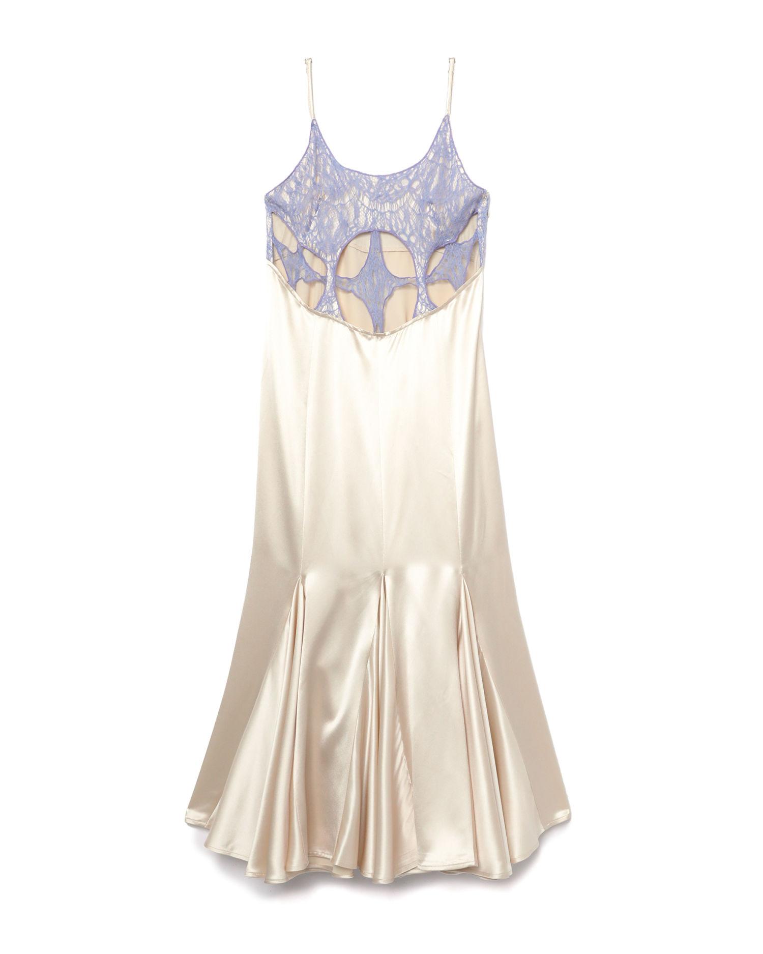 Champaign cut-out silk midi dress by LOUIS SHENGTAO CHEN