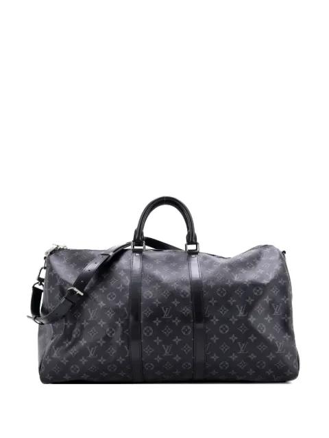 Keepall Bandouliere Bag Monogram Eclipse Canvas 55 travel bag by LOUIS VUITTON 