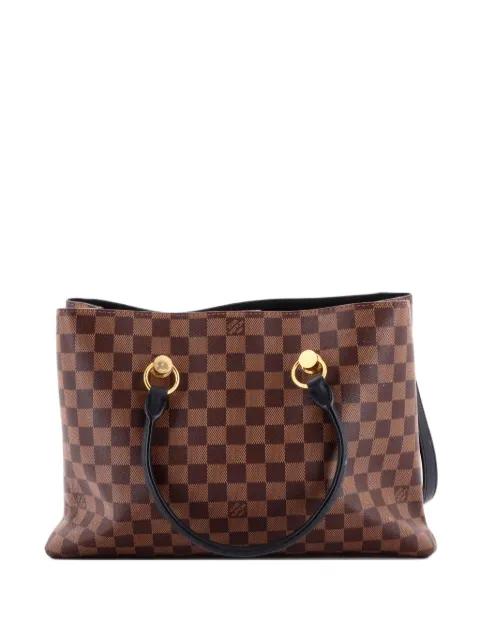 LV Riverside Handbag Damier with Leather tote bag by LOUIS VUITTON 