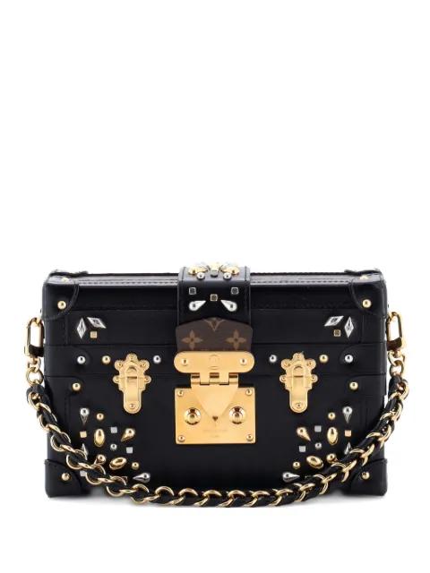 Petite Malle Handbag Studded Taiga Leather and Monogram Canvas crossbody bag by LOUIS VUITTON 