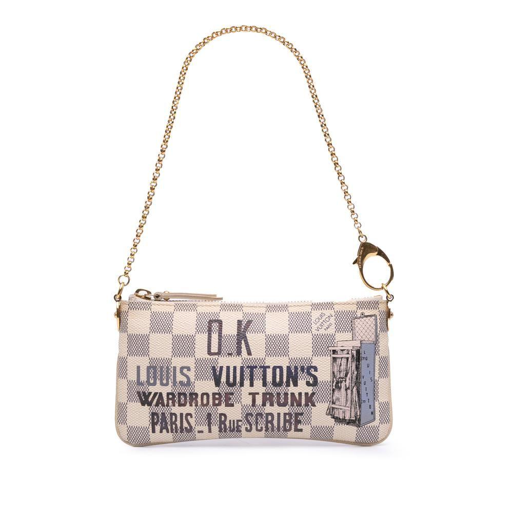 Preloved Chic Printed Pouch with Chain Accent Elegant and Stylish by LOUIS VUITTON