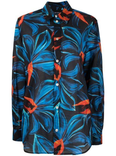 Night Blooming Flower-print cotton shirt by LOUISA BALLOU
