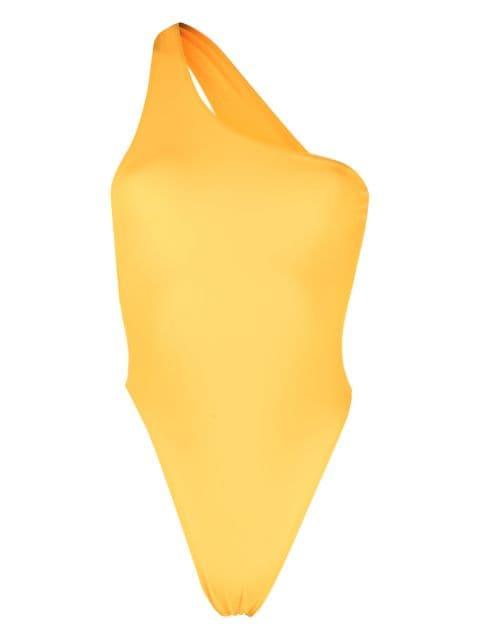 Plunge one-shoulder cut-out swimsuit by LOUISA BALLOU