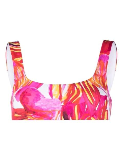 abstract-print bikini top by LOUISA BALLOU