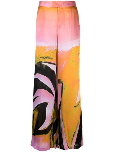 all-over graphic print silk trousers by LOUISA BALLOU