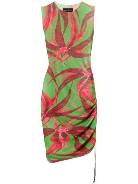 botanical-print asymmetric dress by LOUISA BALLOU