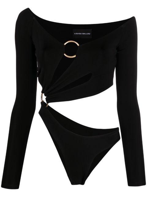 cut-out asymmetric jersey top by LOUISA BALLOU