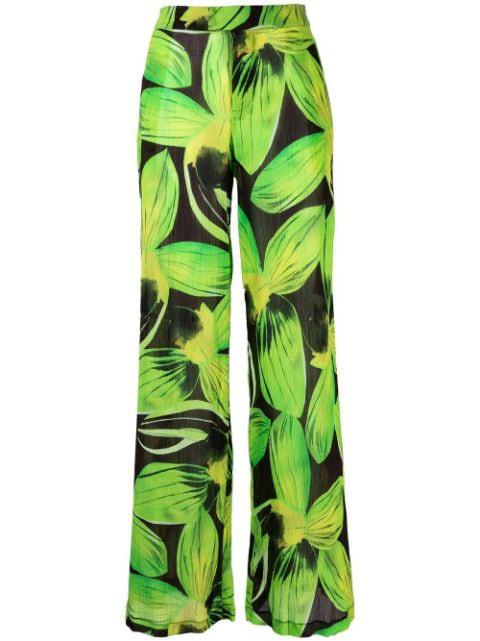 leaves-pattern wide-leg trousers by LOUISA BALLOU